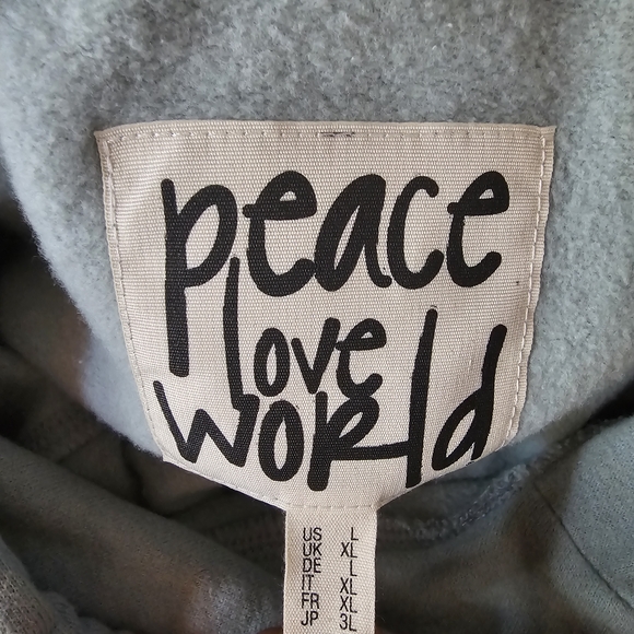 Peace Love World Soft Blue Hoodie - Picture 3 of 5
